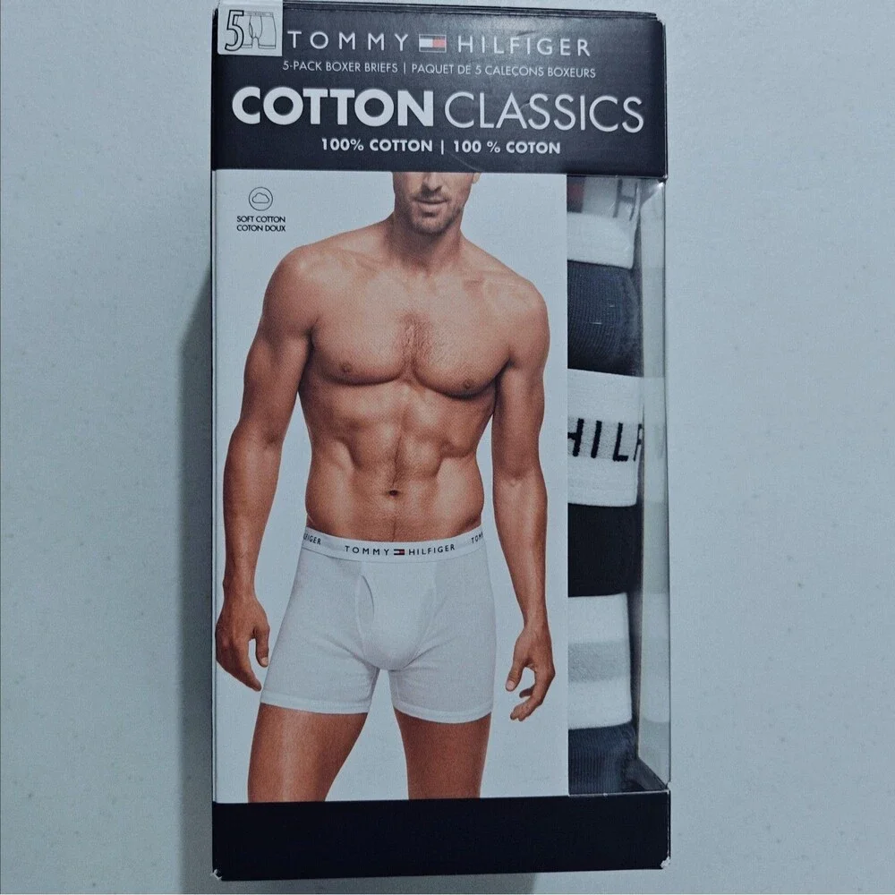 NEW Tommy Hilfiger Underwear Boxer Briefs 5 Pack Cotton S Small Blue Black NWT